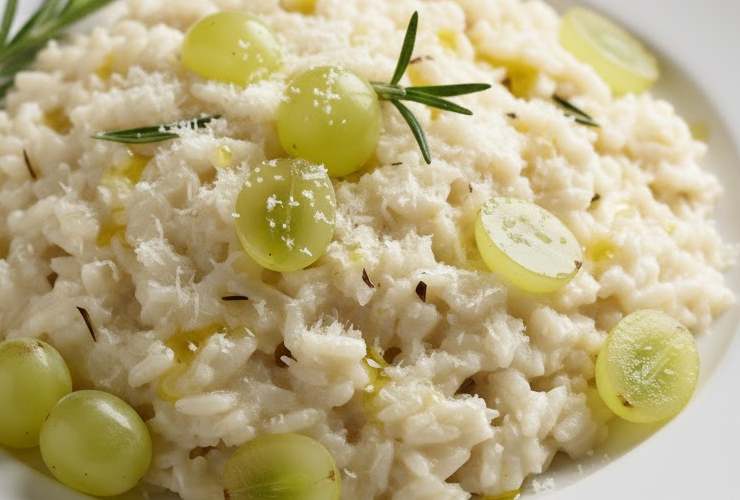 risotto all'uva cremoso con acini a decorare