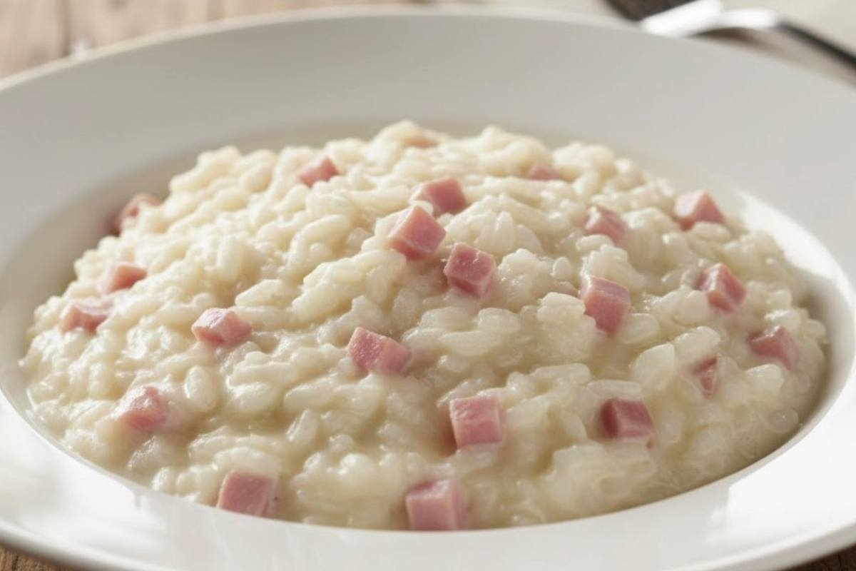 risotto con panna e prosciutto