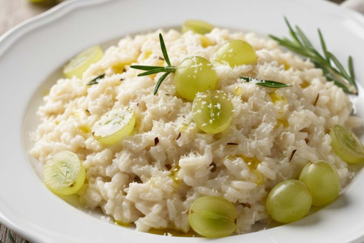 piatto di risotto all'uva