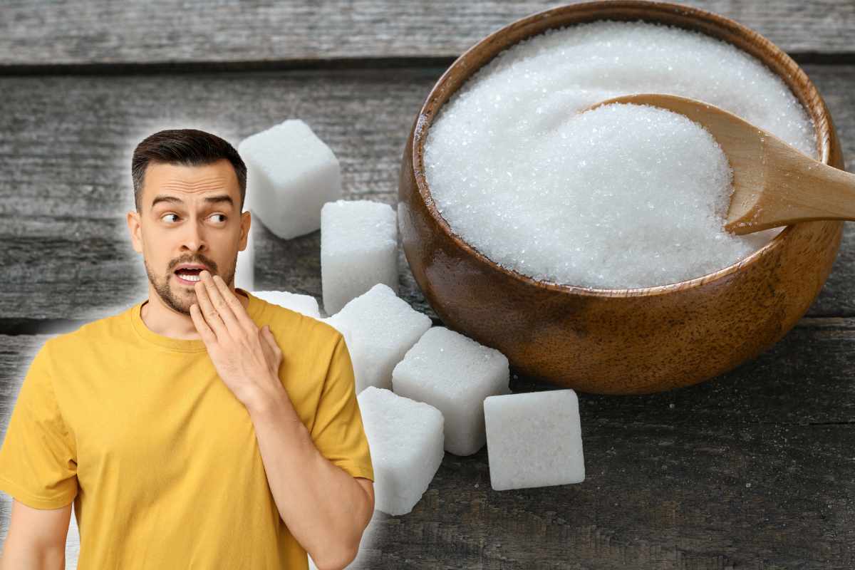 zucchero e ragazzo preoccupato