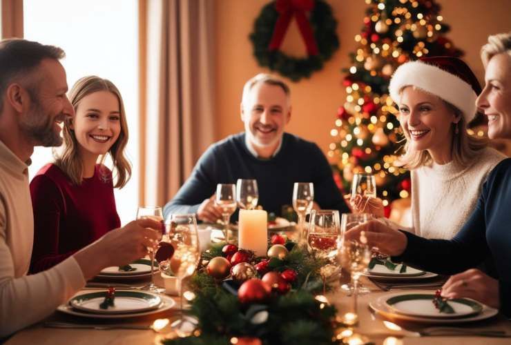 persone intorno alla tavola a Natale