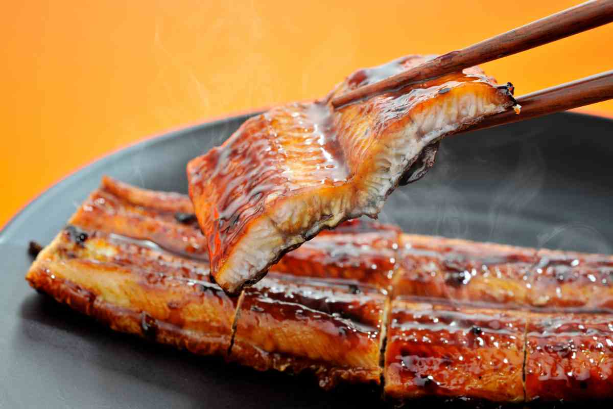 Anguille grigliate glassate in un piatto