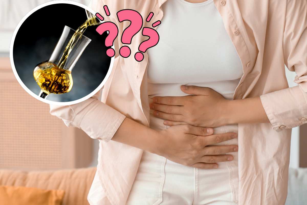 gonfiore addominale bicchiere di grappa