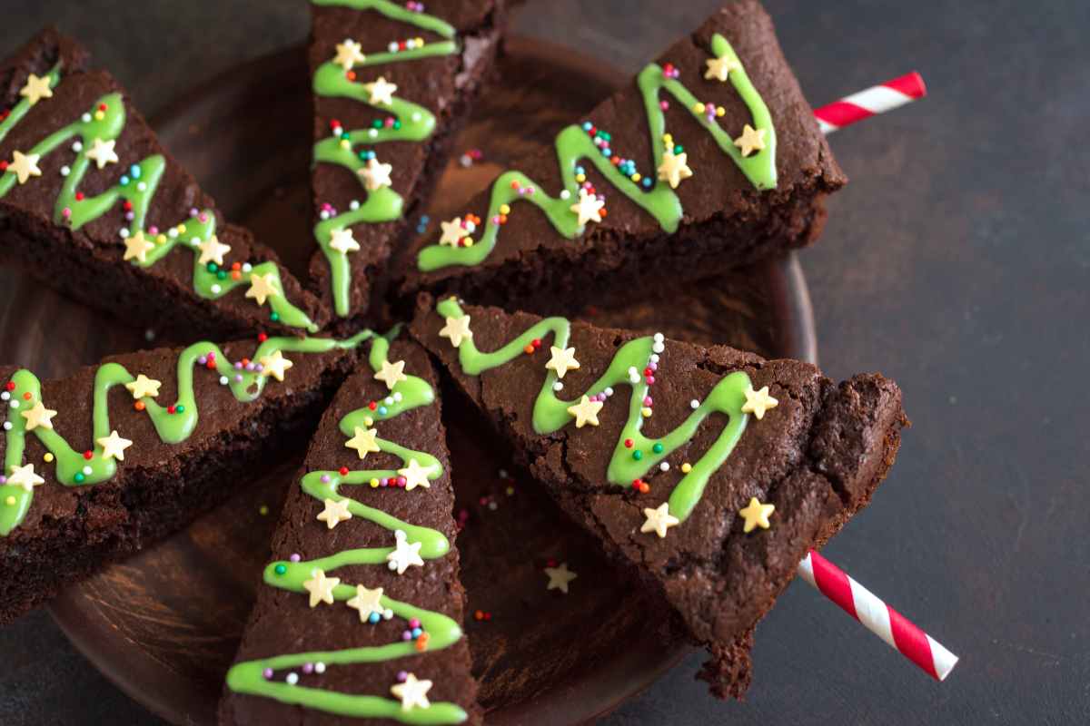 brownies a forma di alberi di Natale