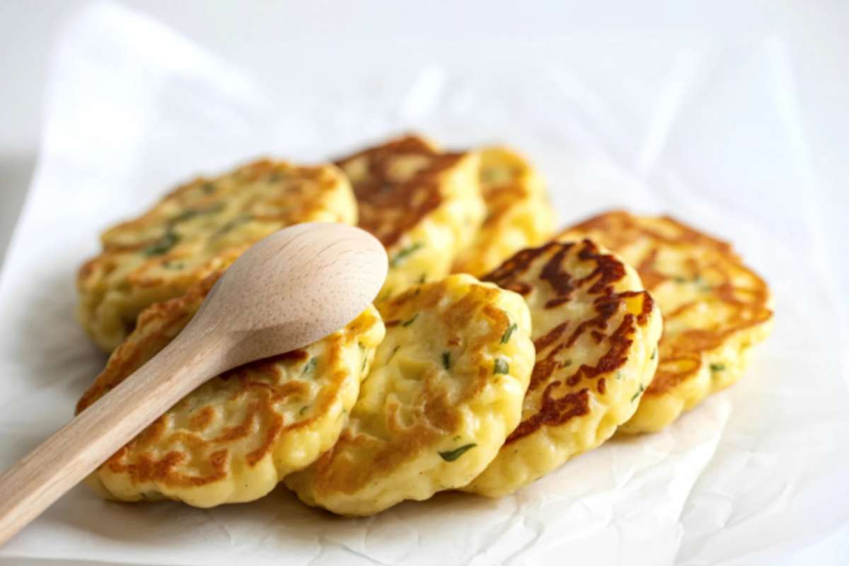 burger di patate in piatto con mestolo