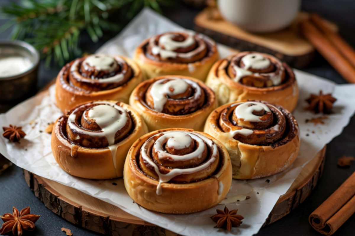 cinnamon rolls su tagliere