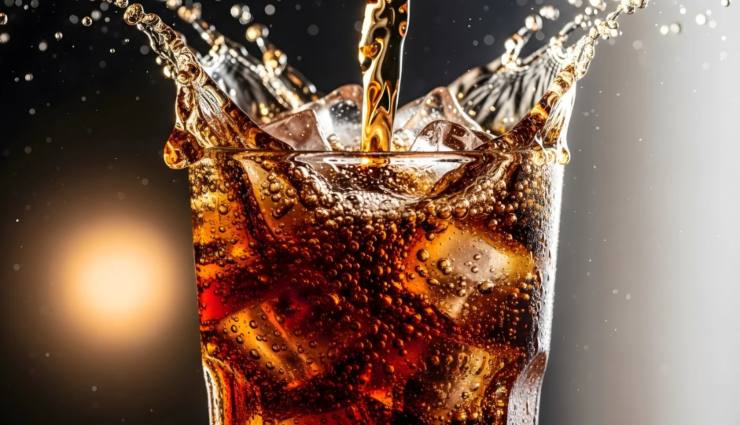 coca cola in un bicchiere con ghiaccio