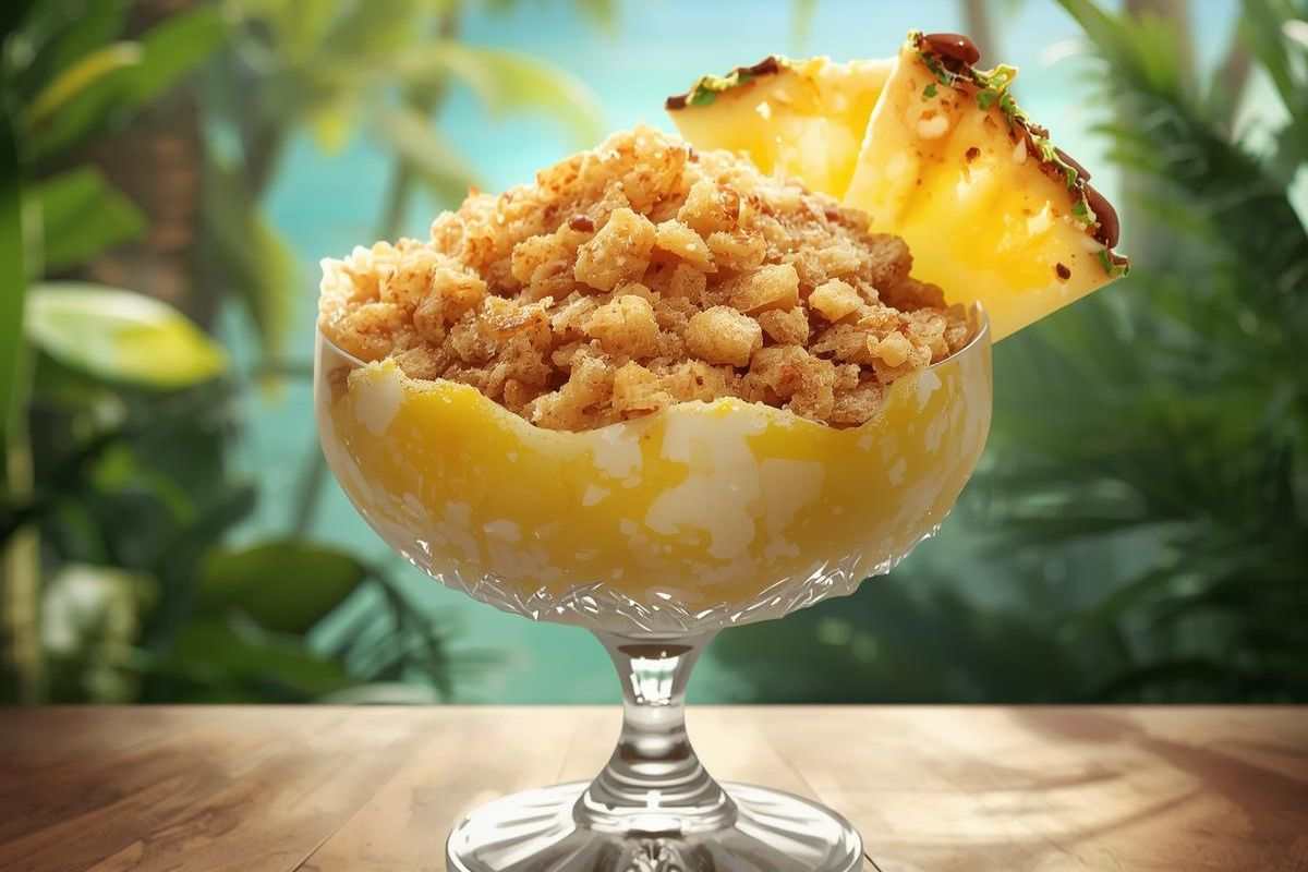 bicchiere con crumble ananas