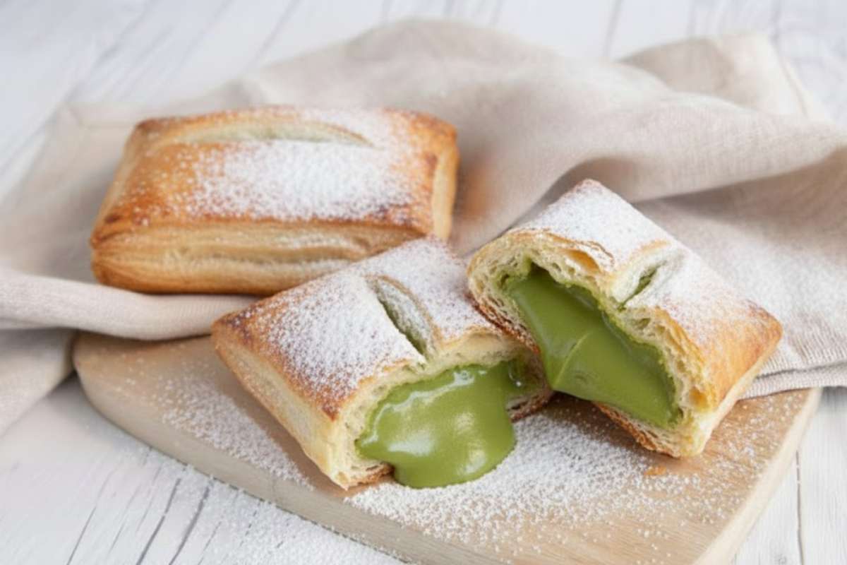 fagottini di pasta sfoglia con ripieno di pistacchio