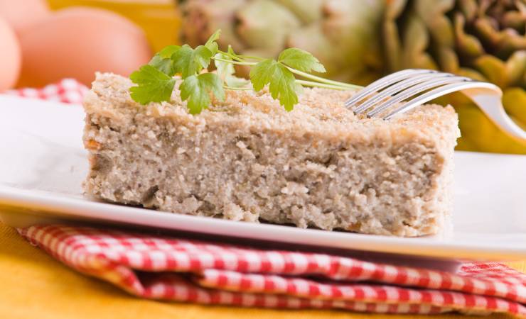 fetta di gateau di carciofi