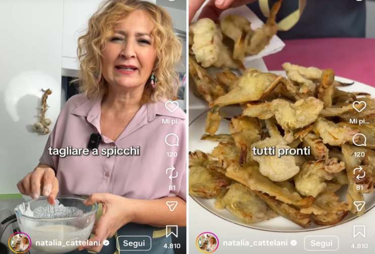 Natalia Cattelani prepara pastella per carciofi fritti