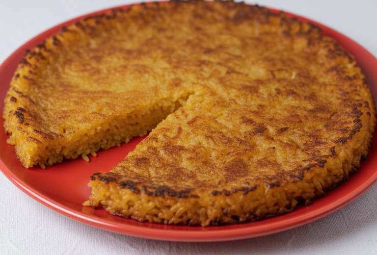 riso al salto con fetta tagliata