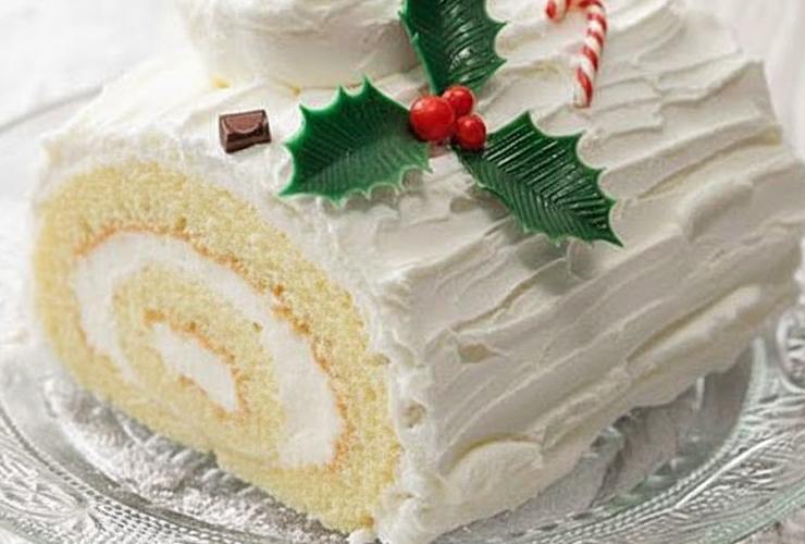 pezzo di tronchetto di natale bianco