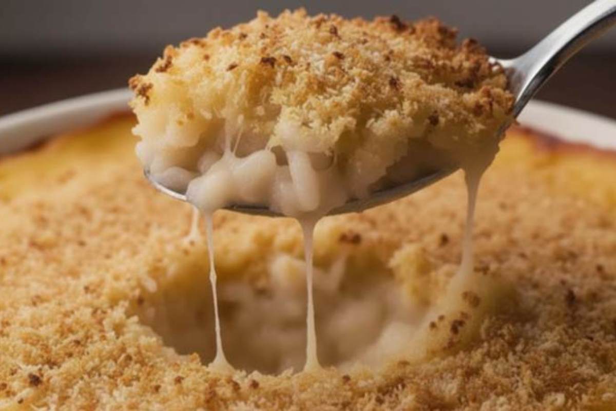 riso al forno dorato in cucchiaio