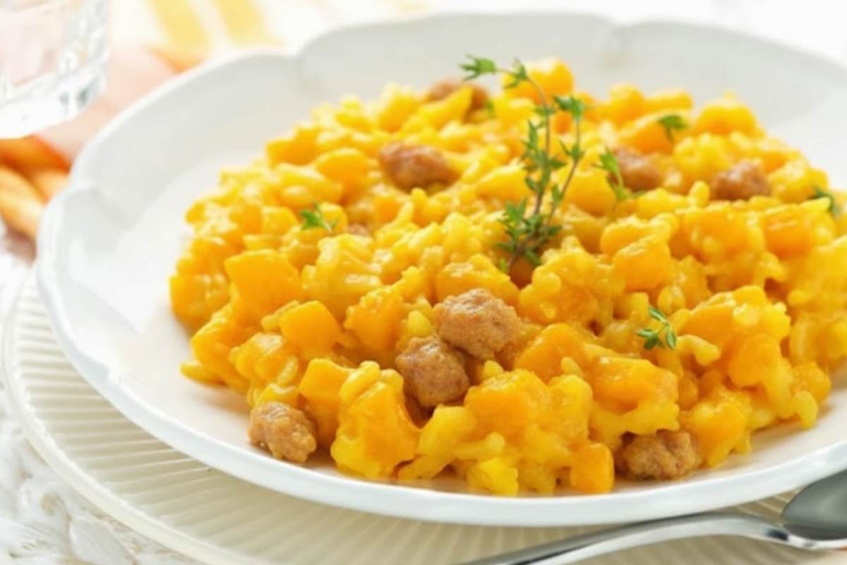 risotto di zucca con salsiccia