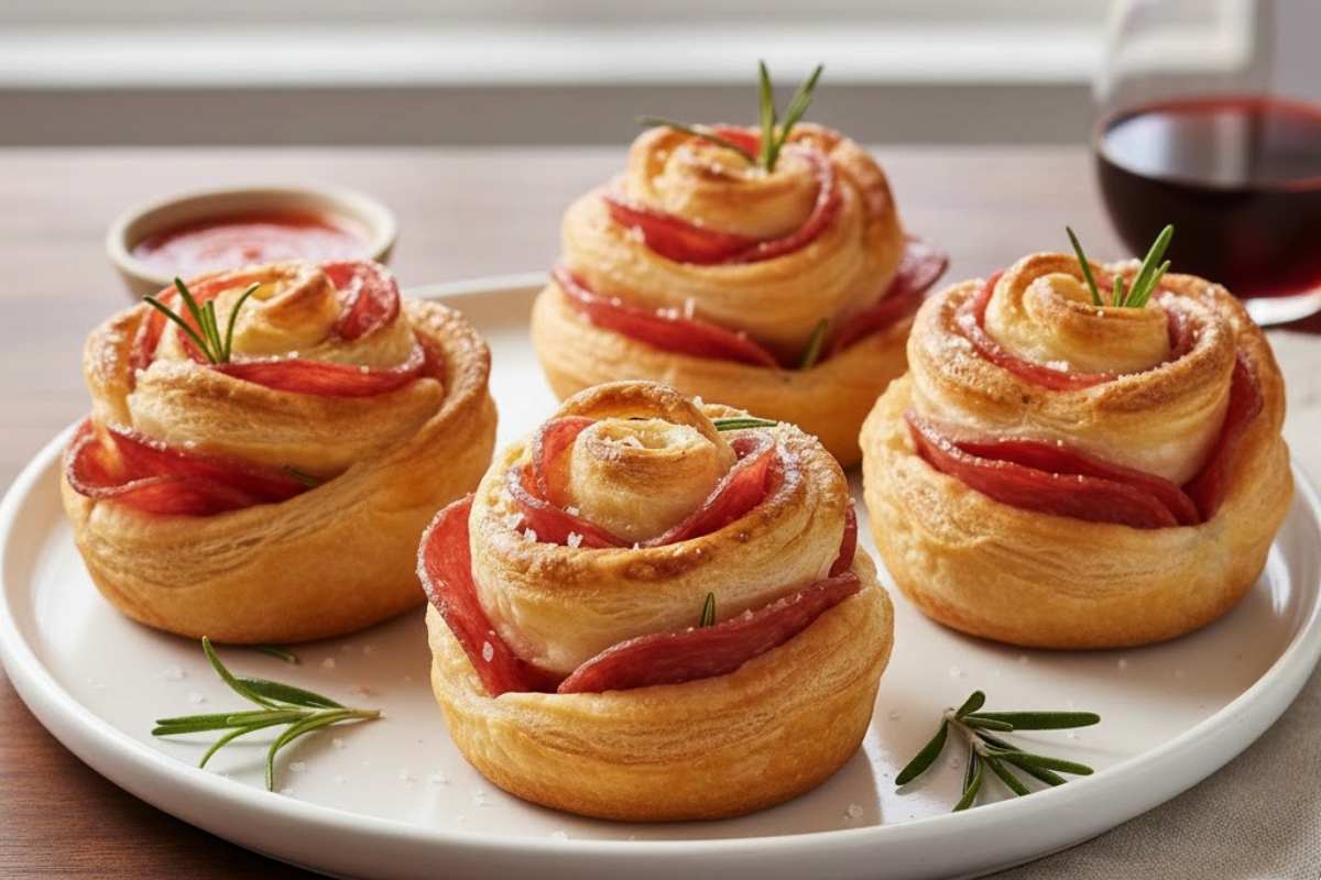 rose di pasta sfoglia con salame