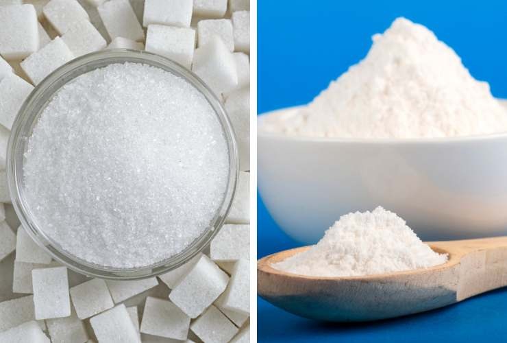 collage con zucchero e bicarbonato