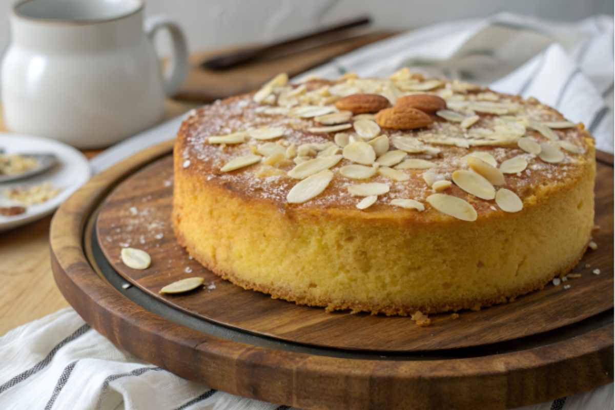 Torta con mandorle in superficie