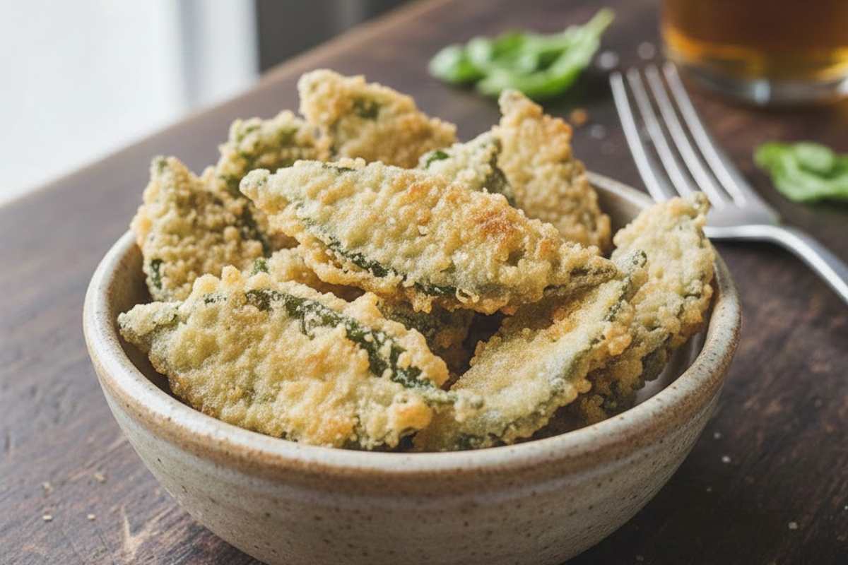 foglie di basilico fritte in pastella