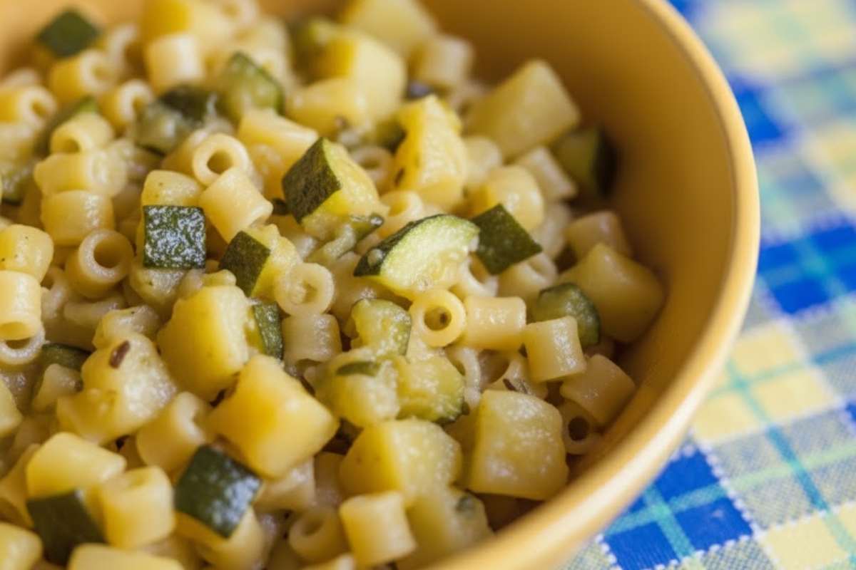 piatto di pasta con patate e zucchine