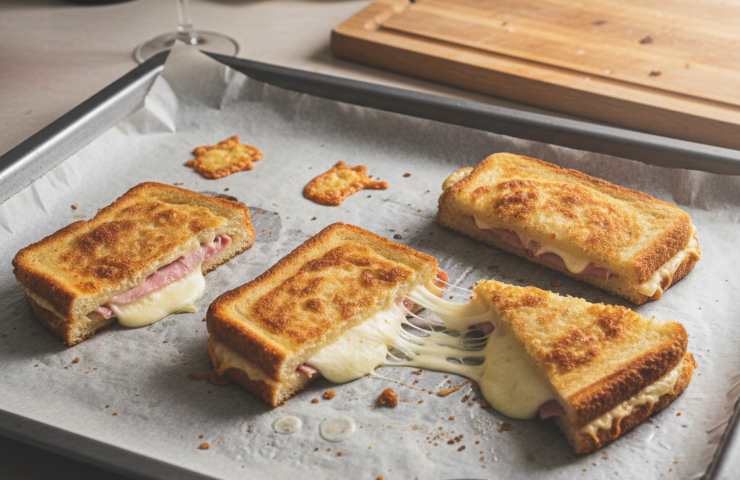 Tramezzini in Carrozza al Forno in una teglia foderata di carta forno