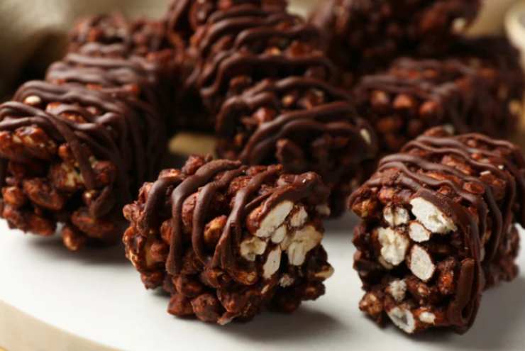 barrette di riso soffiato e cioccolato fondente