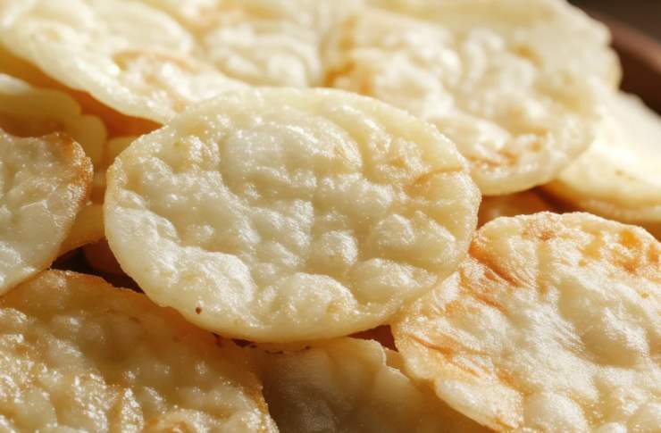 chips di riso in primo piano