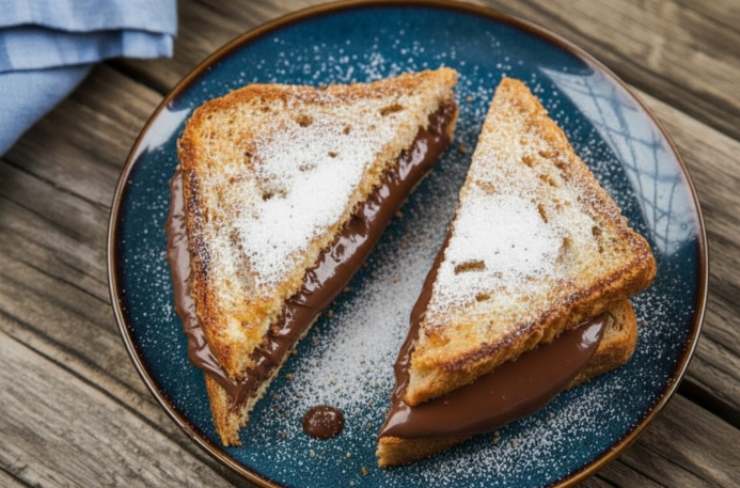 pancarrè dorato con crema alla nocciola ricoperto di zucchero a velo