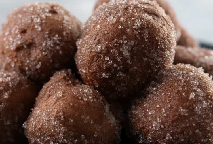 frittelle al cacao ricoperte di zucchero