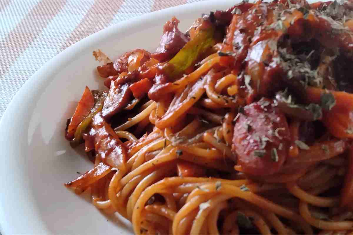 Pasta del Marinaio in un piatto vista da vicino