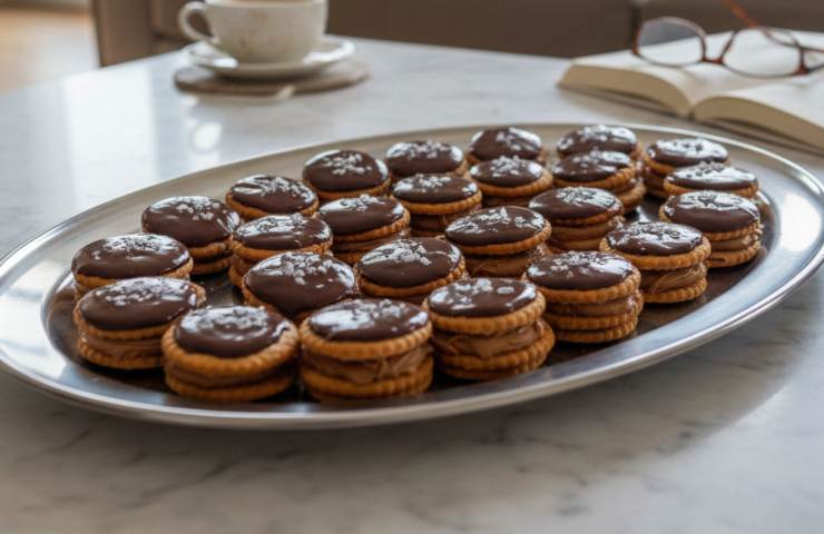 Bottoni d'Oro e Fondente in un vassoio su un tavolino