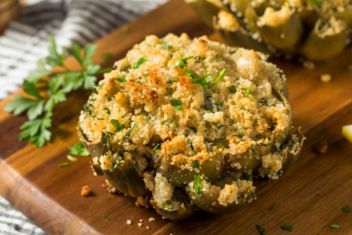 carciofo al gratin su tagliere