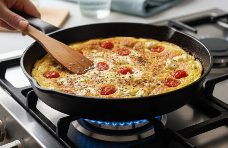 Frittata Saporita in padella su fiamma accesa