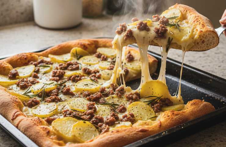 Pizza in Teglia alla Romana con fetta tagliata adesso