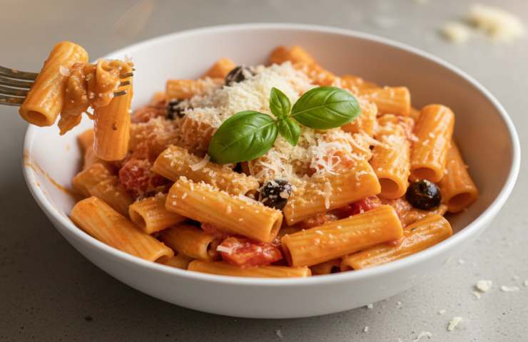 Rigatoni Crema Rosé in una ciotola bianca