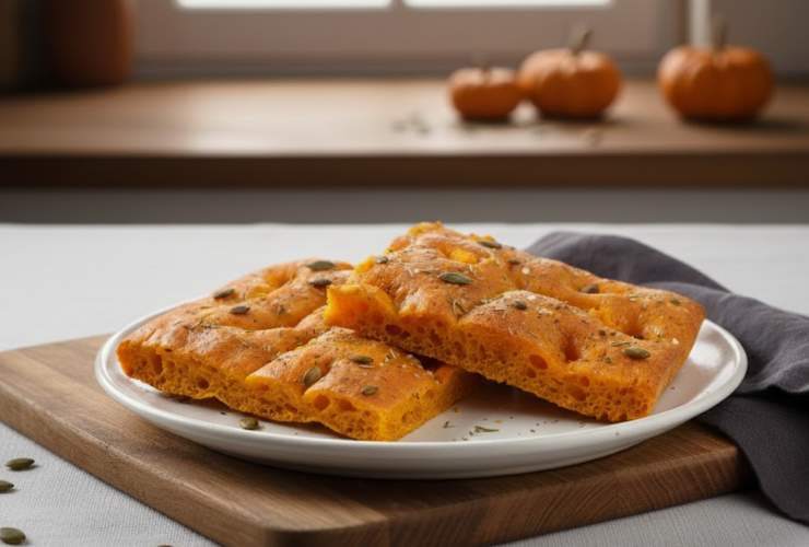 pezzi di schiacciata di zucca con aromi