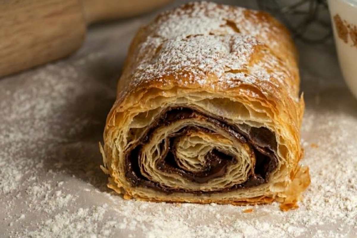 rotolo di pasta sfoglia al cioccolato