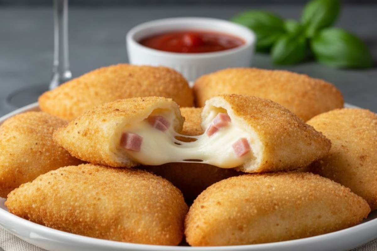 sofficini dorati con prosciutto e mozzarella