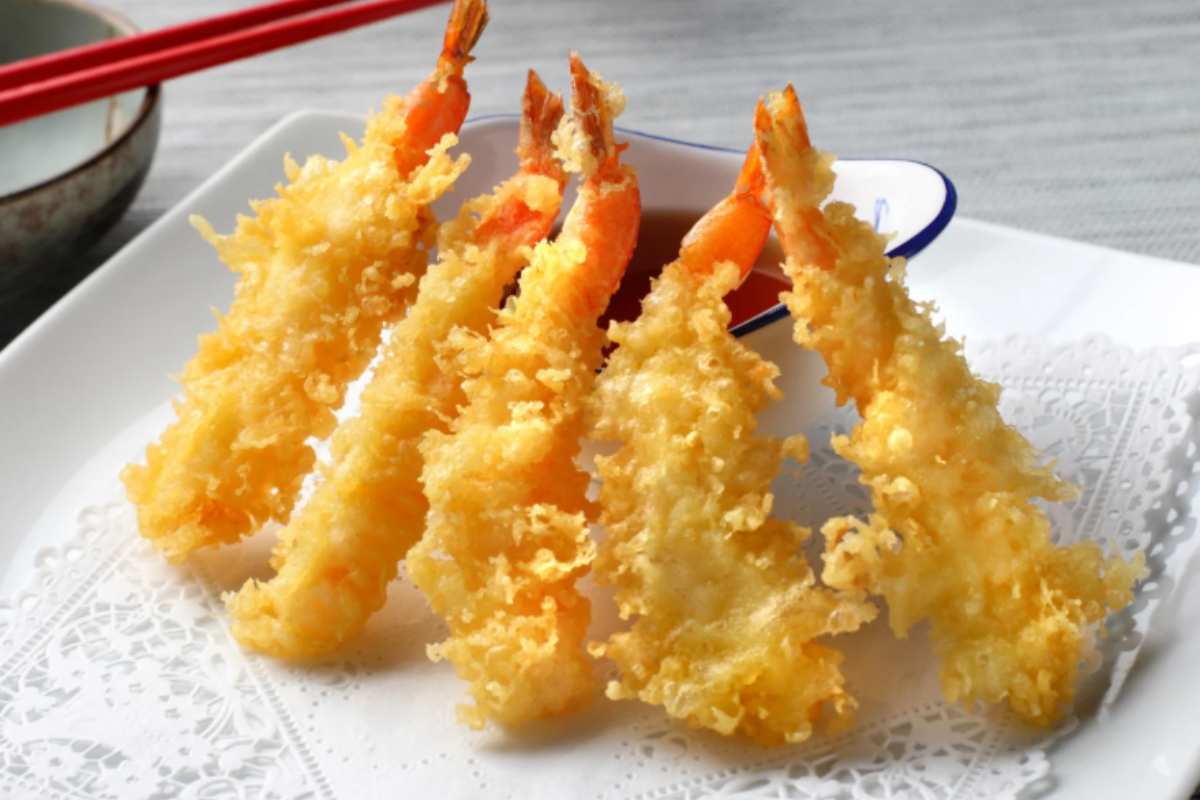 tempura di gamberi dorata