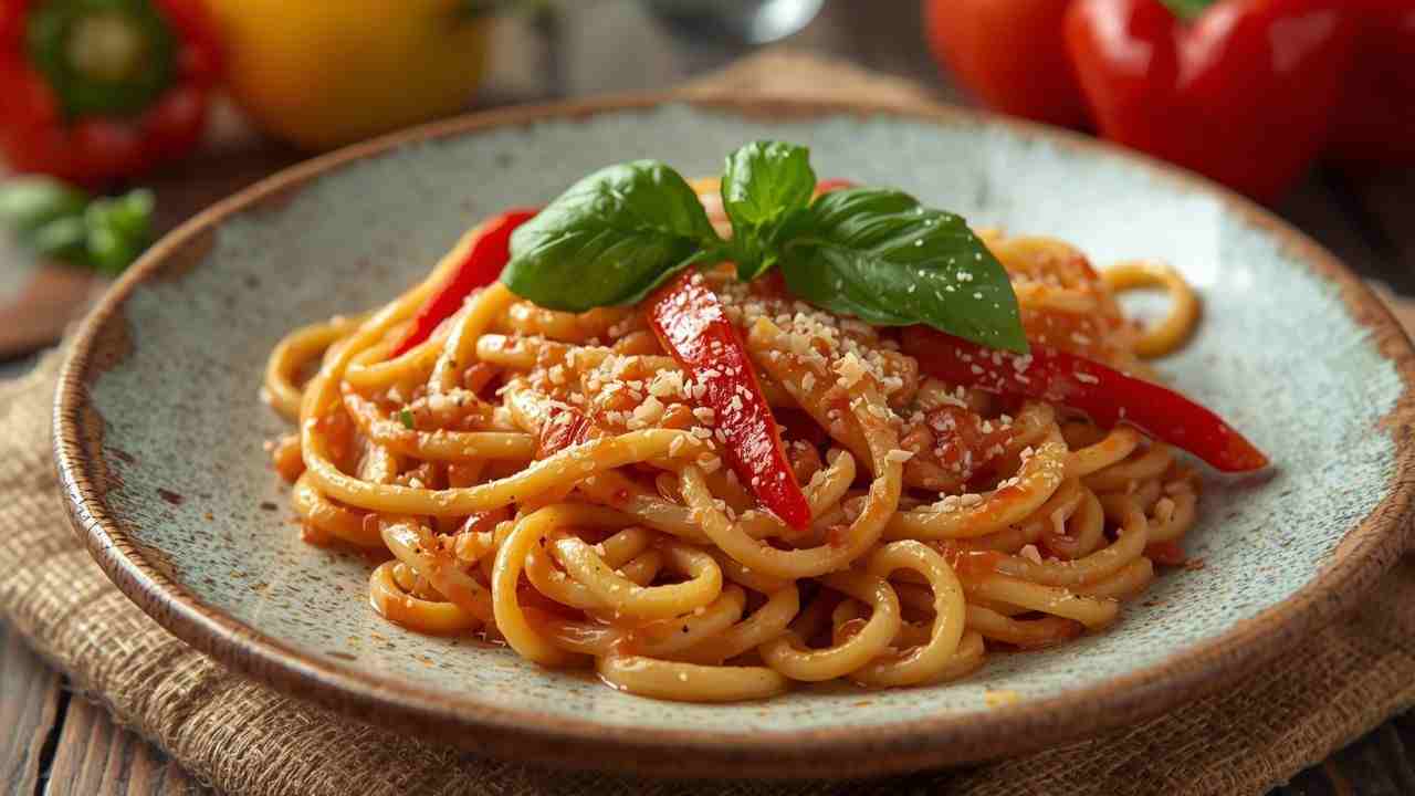 Pasta con crema di peperoni buttalapasta.it
