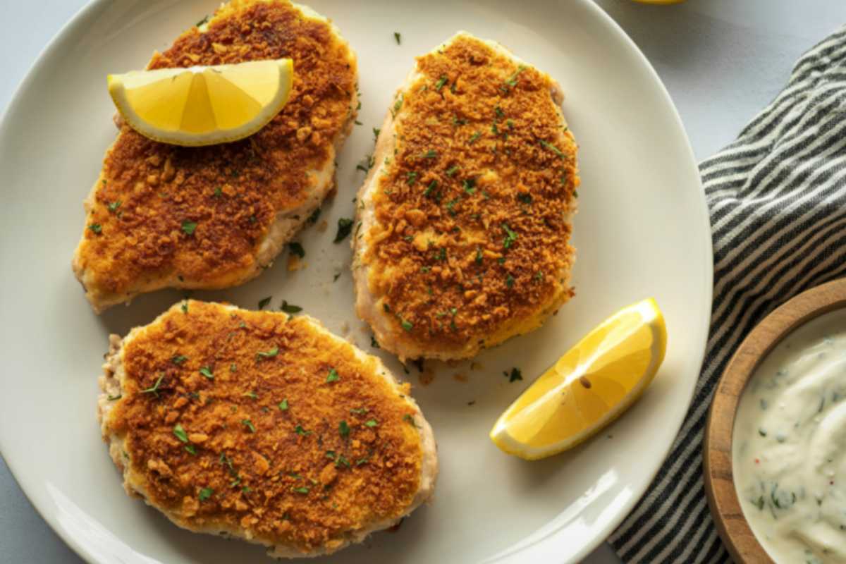 cotolette dorate in un piatto