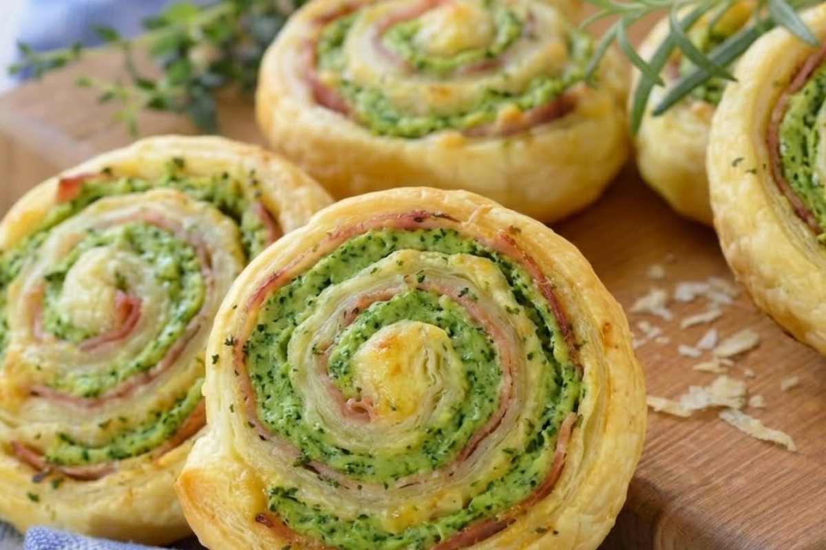 girelle di sfoglia con broccoli e speck