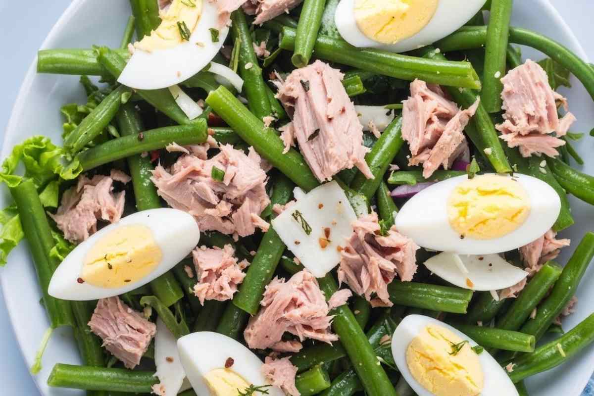 insalata di fagiolini con tonno e uova sode