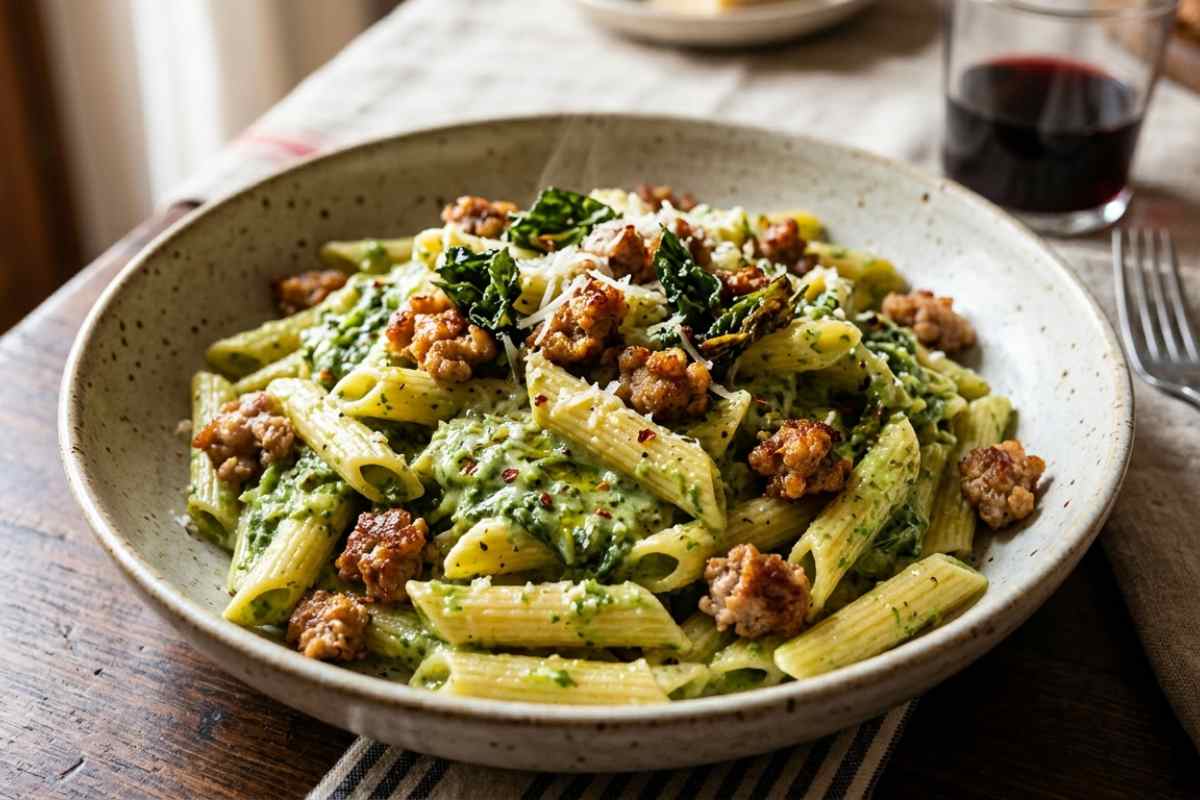 pasta cremosa con friarielli e salsicce