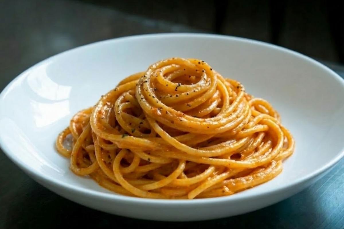 pasta con crema di peperoni e ricotta