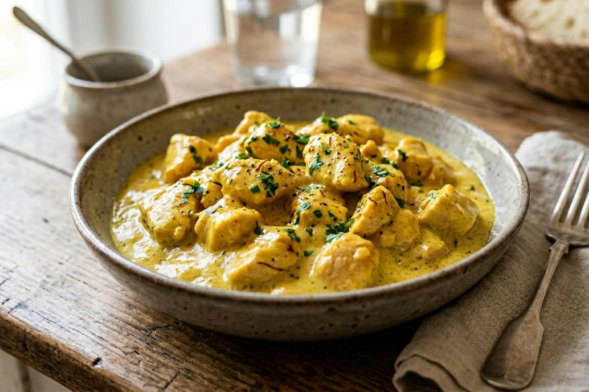 pollo cremoso allo zafferano