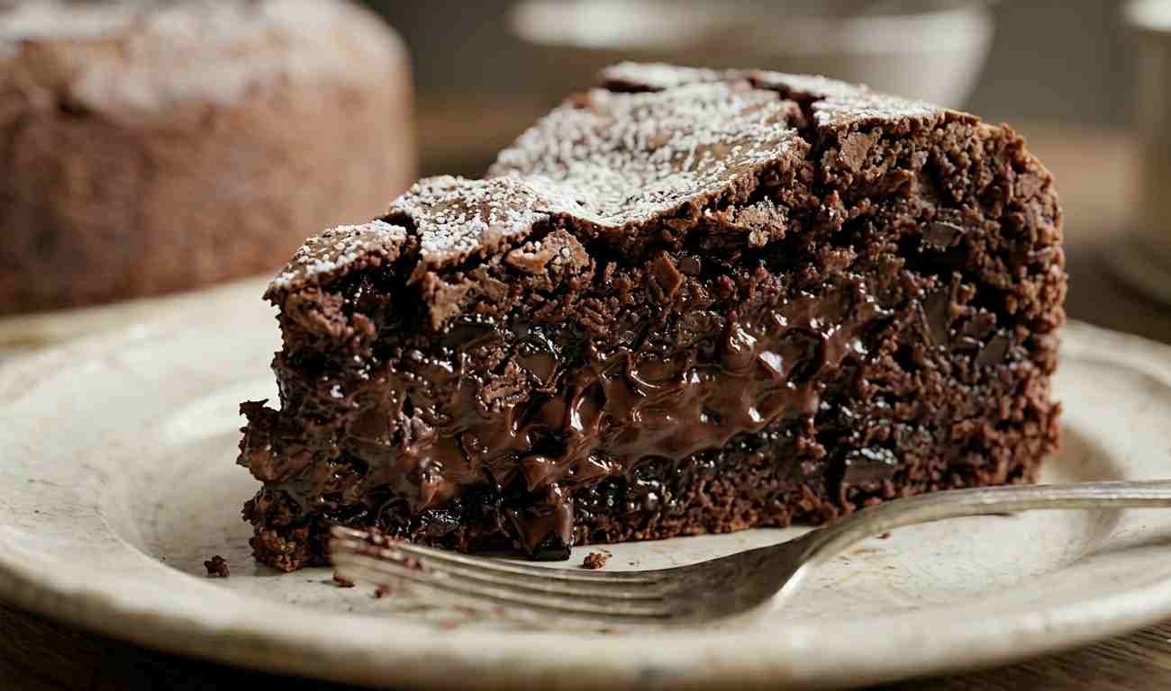 fetta di torta cremosa al cioccolato