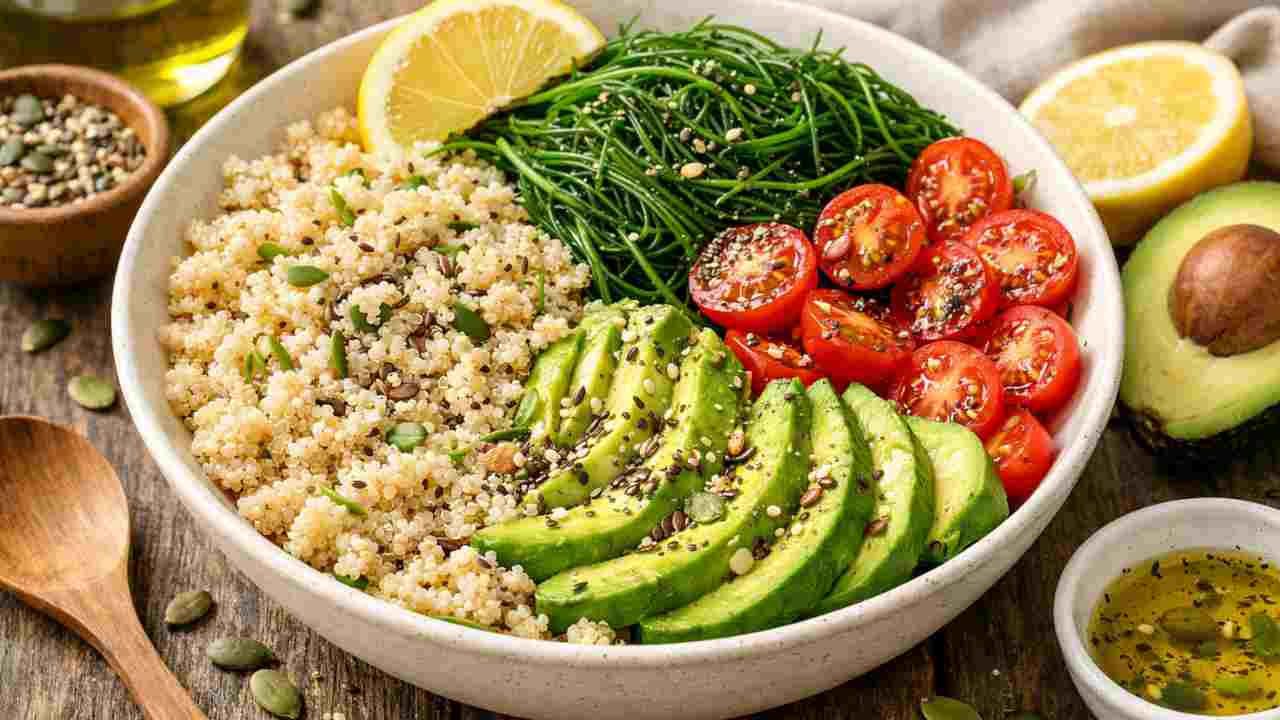 Bowl di quinoa e agretti buttalapasta.it