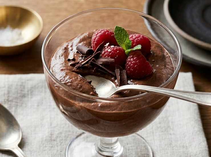 Mousse al cioccolato fondente e acqua