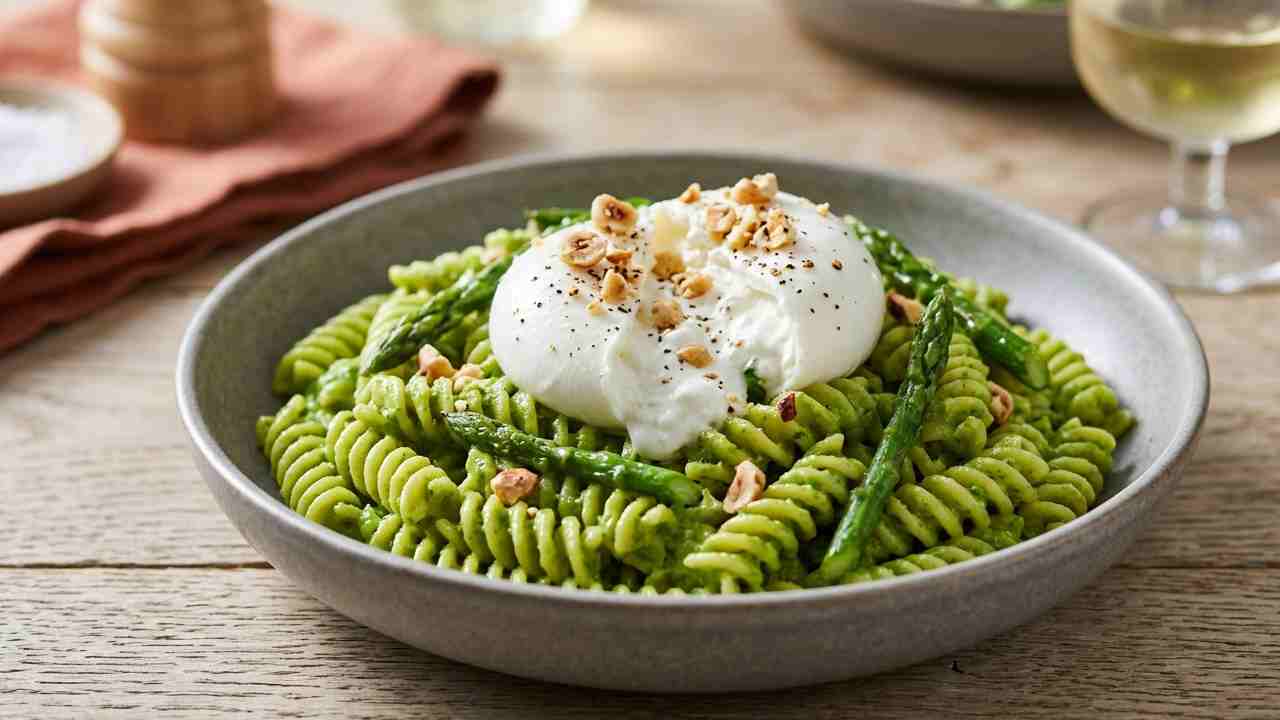 Pasta con crema di asparagi e burrata buttalapasta.it